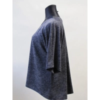 Ciepła trapezowa Tunika z wydłużonym tyłem - granatowy melanż